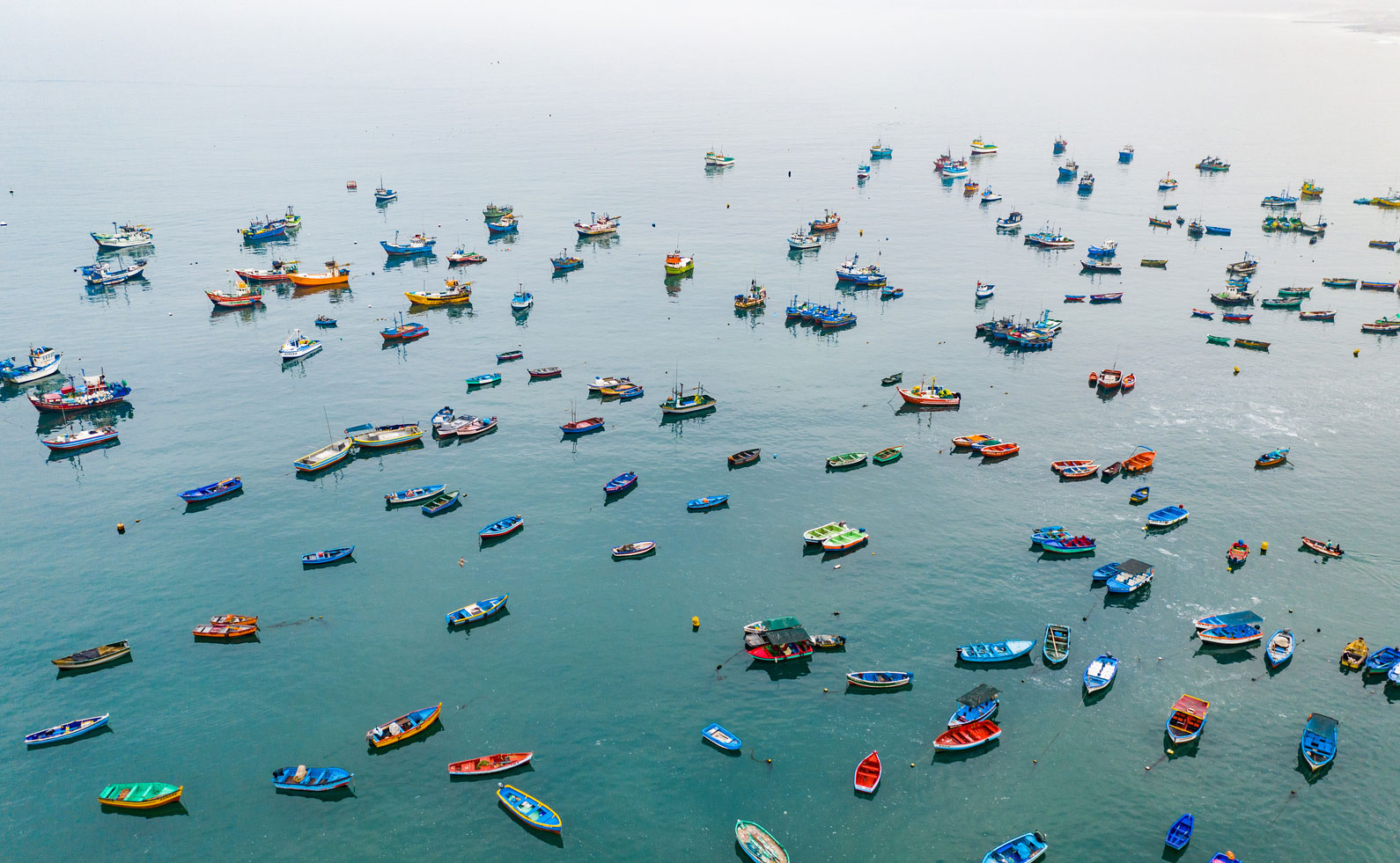 small fishing vessels from above